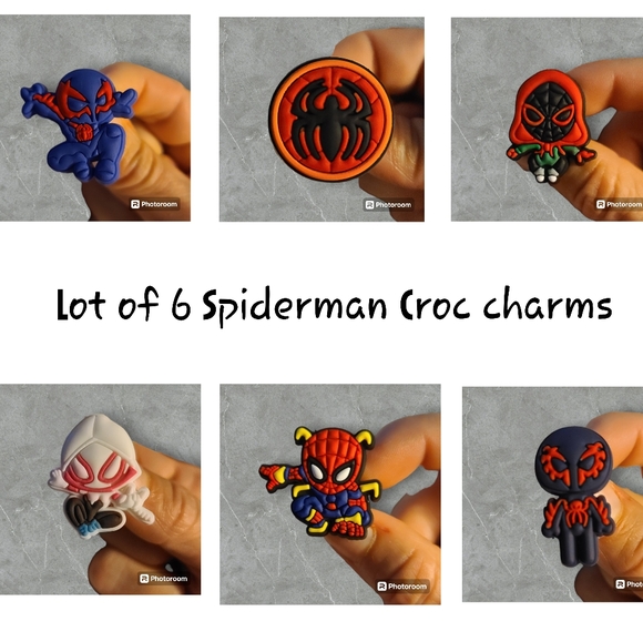 Lot of 6 Rare Brand New Spiderman Croc Charms Spider-Verse - Picture 1 of 7